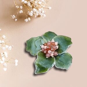 Vtg. LC Enameled Flower Brooch
